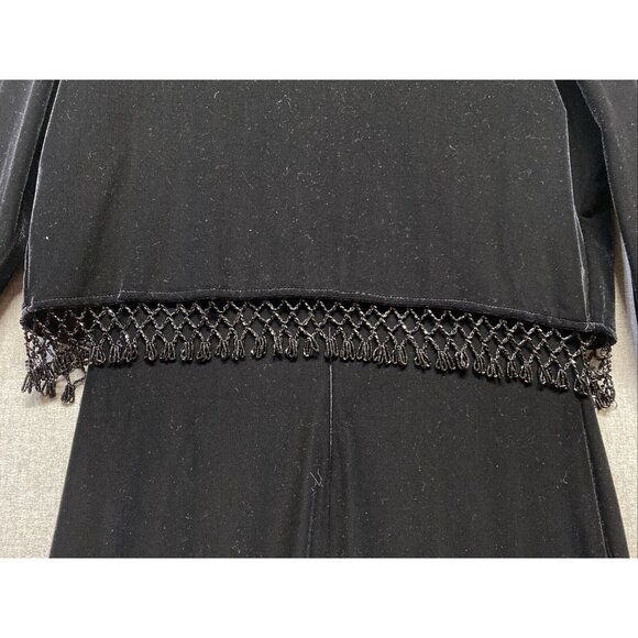 Crimson Womens Maxi Long Evening Gown Dress & Jacket Size 8 Velvet Black Beaded - Picture 15 of 16